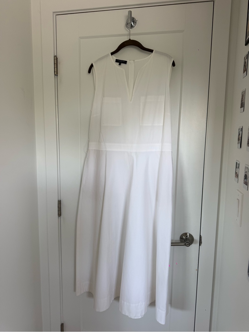 Lafayette 148 New York White Sleeveless Midi Dress w/ Belt Size 14